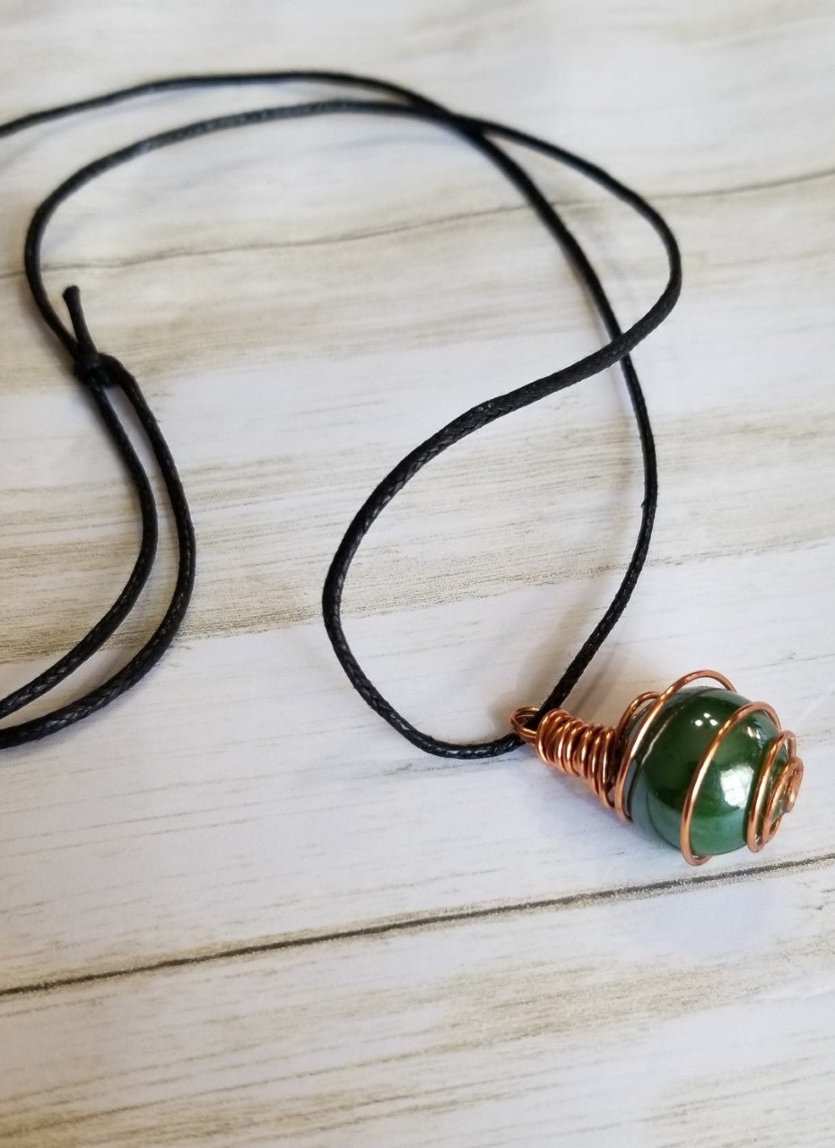 Sage Green hand wrapped pendant